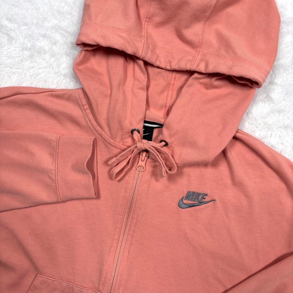 Nike Hoodie CROPPED Jacket Womens S Pink Coral Sportswear Full Zip Lightweight‎